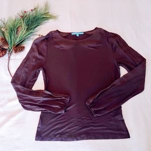 Antonio Melani Long Sleeve Top 100% Silk Trim